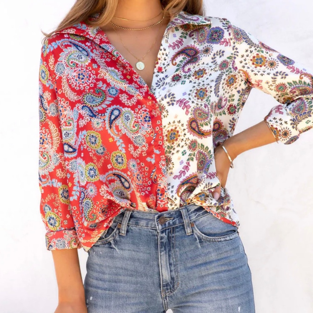 Paisley satin blouse
